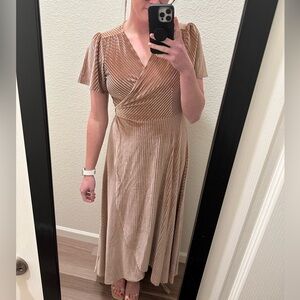 Baltic Born Andi Champagne Ribbed Velvet Wrap Maxi Dress